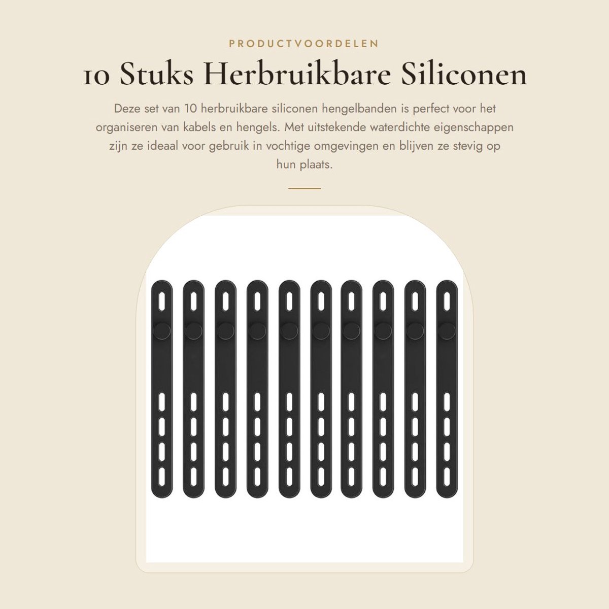Dailygoods- Hengelbanden 10 Stuks - Herbruikbare Siliconen - Waterdicht - Stevige Fixatie - Kabelbinders - Geschikt voor Hengels - Visaccessoires