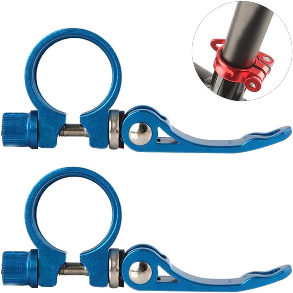 Fiets Zadelklem - Snelsluiting Klem - Zadelhoogte Aanpassen - Eenvoudige Installatie - 34.9mm - Blauw