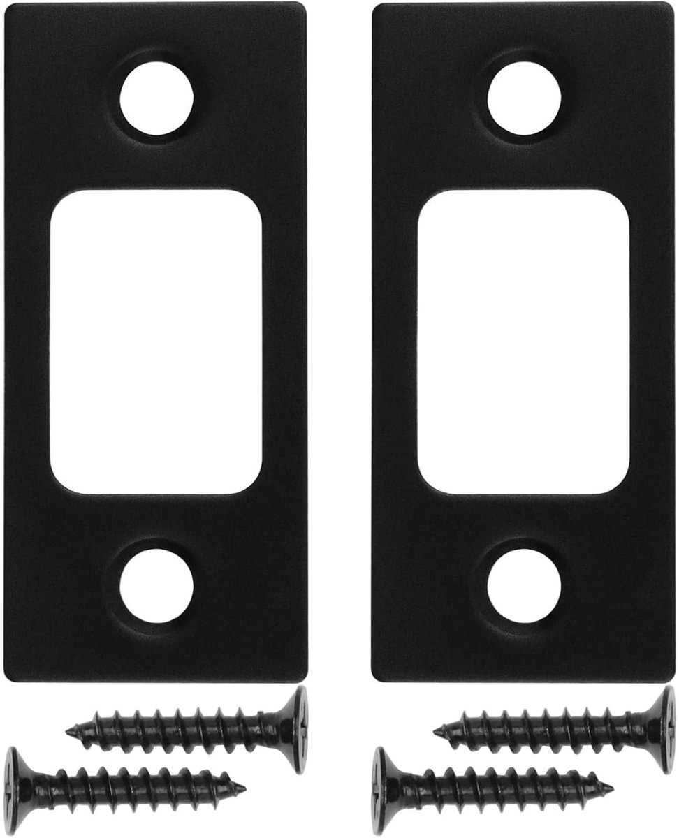 Dailygoods- Deurslotplaat Zwart - Sluitkom - Sluitplaat Stalen Kozijn - Sluitplaat Deur - 2 Stuks - Roestvrij Staal