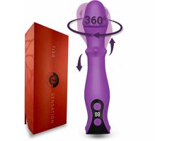 SlipperyHeights® Tisa - Triple 360° Stotende Vibrator - Clitoris en G-Spot Stimulatie - LCD Scherm - Intense 27 Standen - Siliconen Sex Toy voor Vrouwen - Dildo - Donkerpaars