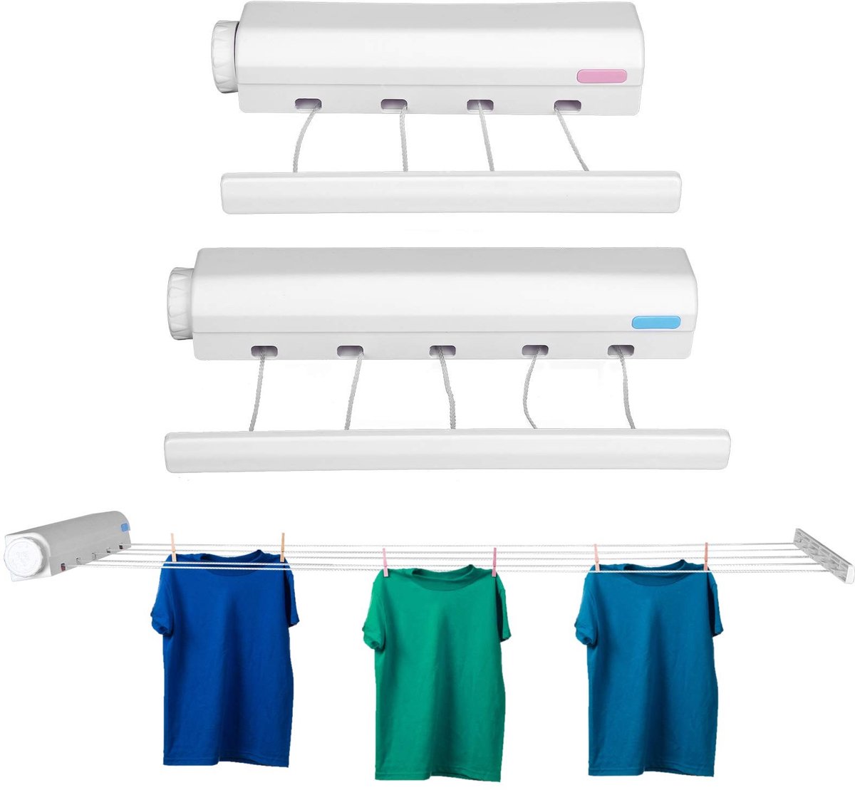 Dailygoods- Wasrek Uittrekbaar - Telescopisch Wasrek - Waslijn voor Buiten - Waslijn voor Binnen - Modern Ontwerp - Draagvermogen 8 kg