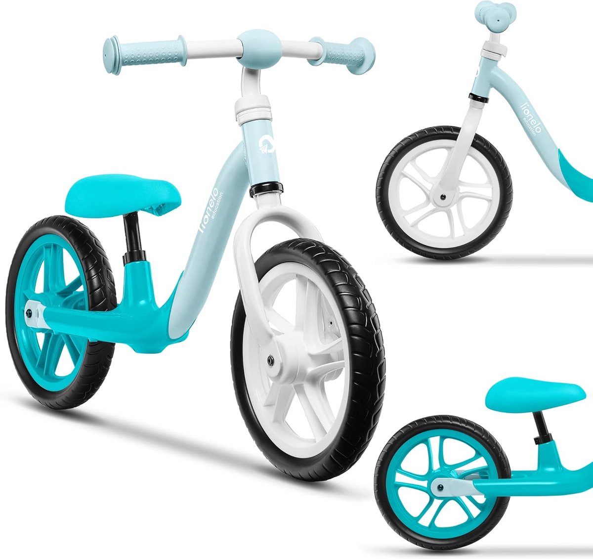 Kinderloopfiets - Loopfiets zonder pedalen - Balans leren - Onderhoudsvrije wielen - Verstelbaar zadel - Turkoois