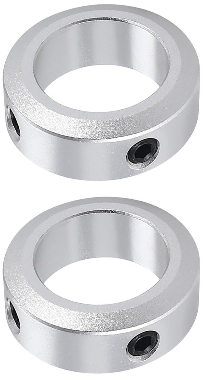 Dailygoods- Instelringen set van 2 - Geanodiseerd Aluminium - Boring 16 mm - Buitendiameter 26 mm - Breedte 10 mm - Corrosiebestendig - Stelringen