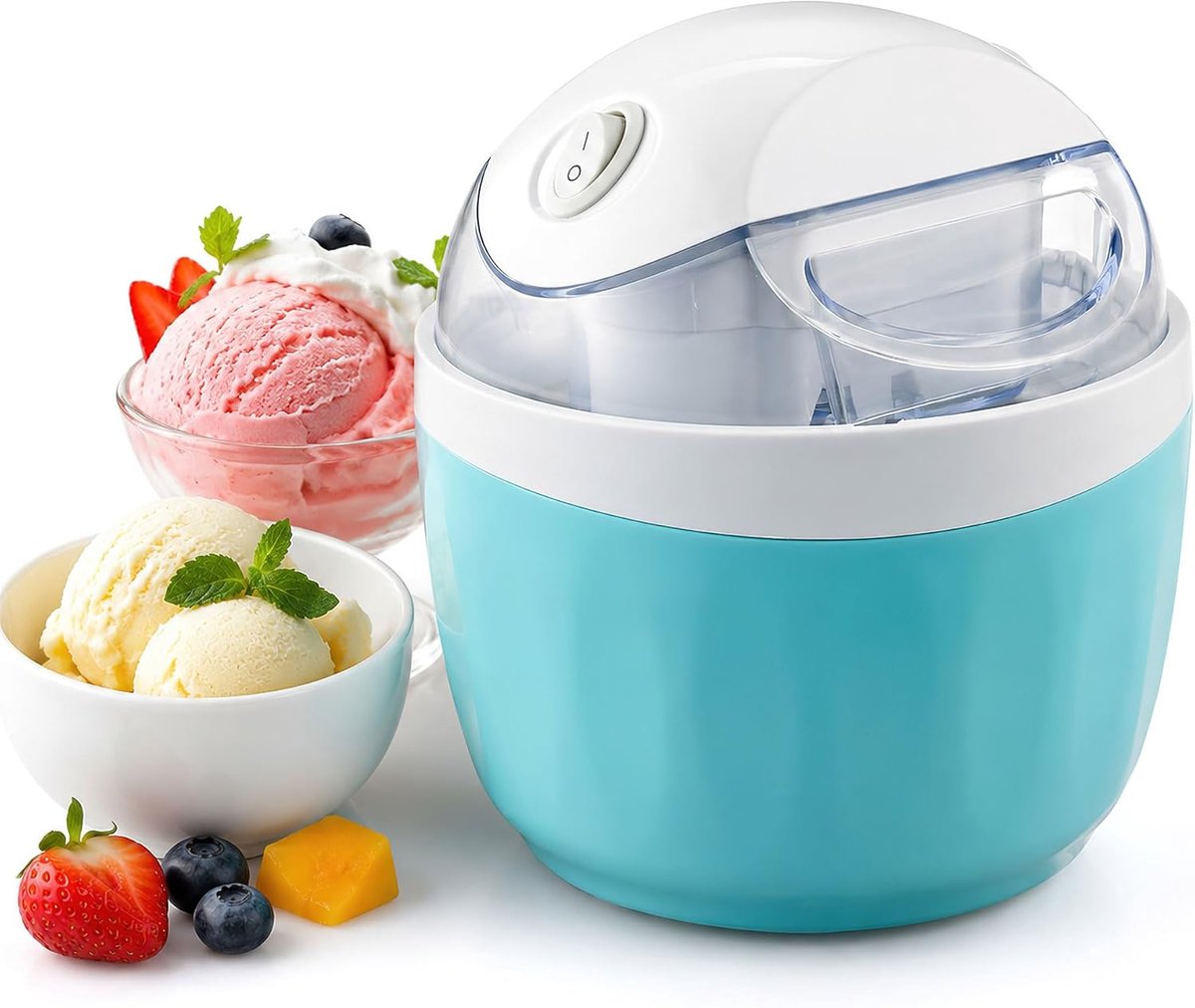 Persoonlijke elektrische ijsmachine met Easy Lock-deksel, mini-diepvrieskommaker voor zelfgemaakt ijs, bevroren yoghurt en sorbet Compact keukenapparaat 17 oz
