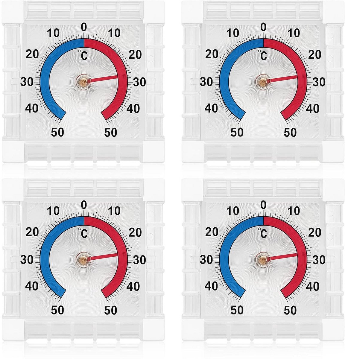 Raamthermometer Set - Temperatuurmeter Raam - Temperatuur Meten - Zelfklevend Bevestigen - 4 Stuks 75cm - Wit