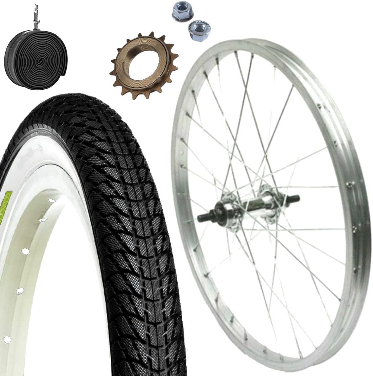 Achterwiel Compleet - Fietswiel Set - Fiets Reparatie - Corrosiebestendig Metaal - 20 x 175 inch - Zwart