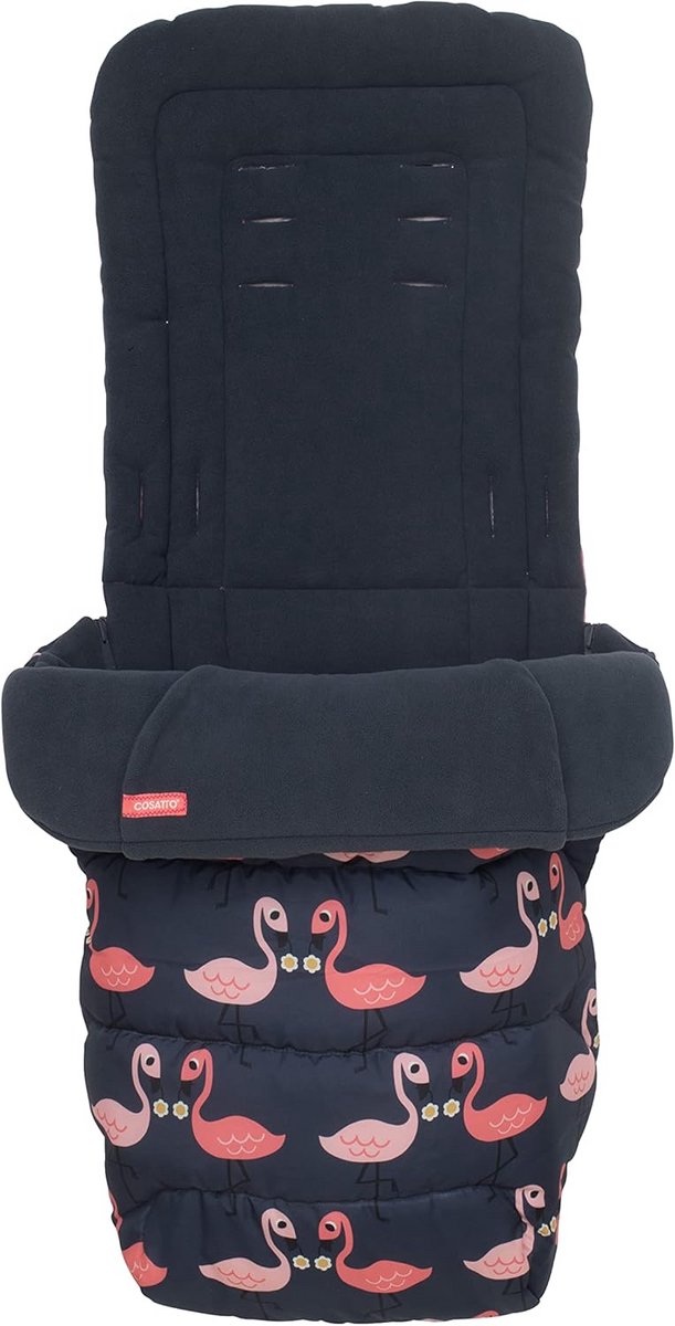 Universele voetenzak - Kinderwagen zak - Warm en comfort - Omkeerbaar - 85 cm - Flamingo