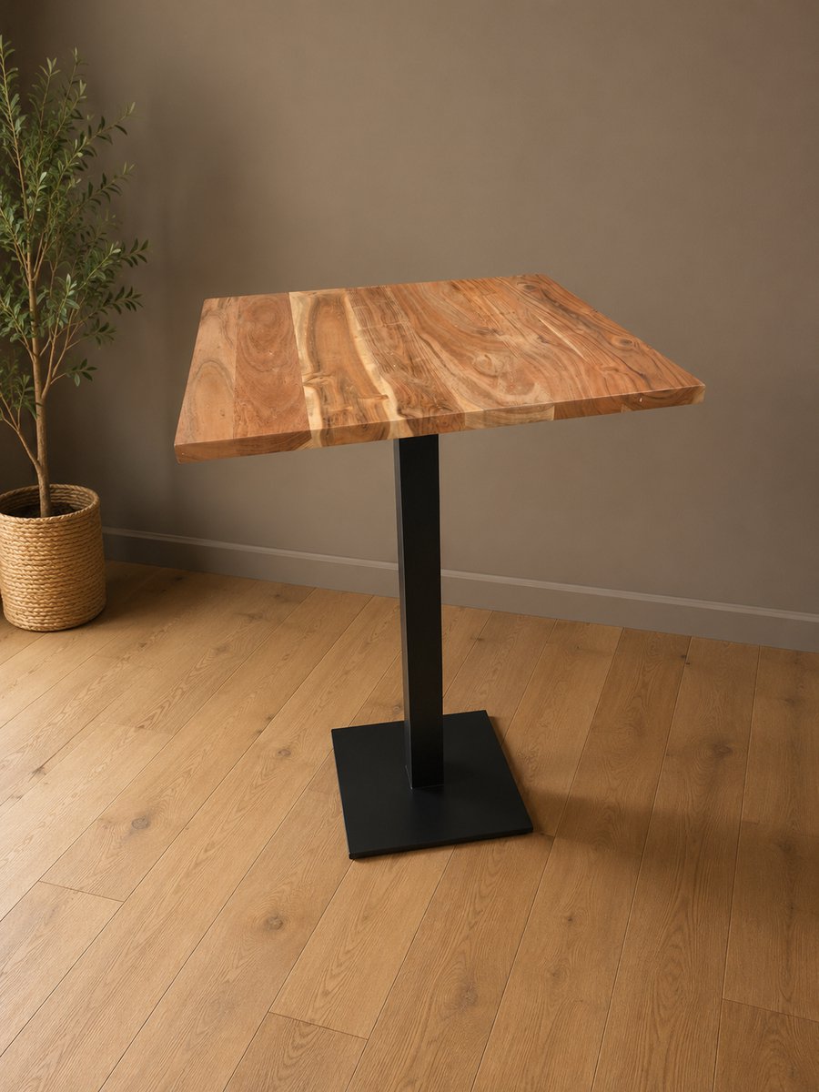 Hoge tafel - Statafel - Bistrotafel - Bistroset - Acaciahout - Eettafel - Tafel - 60x60 - cm - Vierkante - Horeca