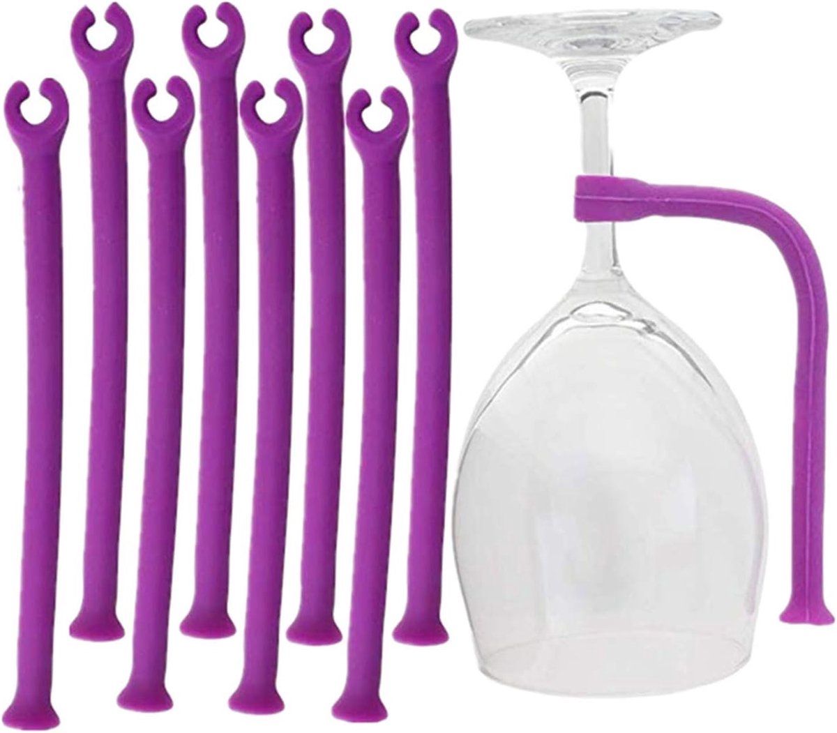 Glashouder Vaatwasser - Wijnglas Houder - Veilig Glazen Wassen - Volledig Verstelbaar - 8 Stuks - Paars