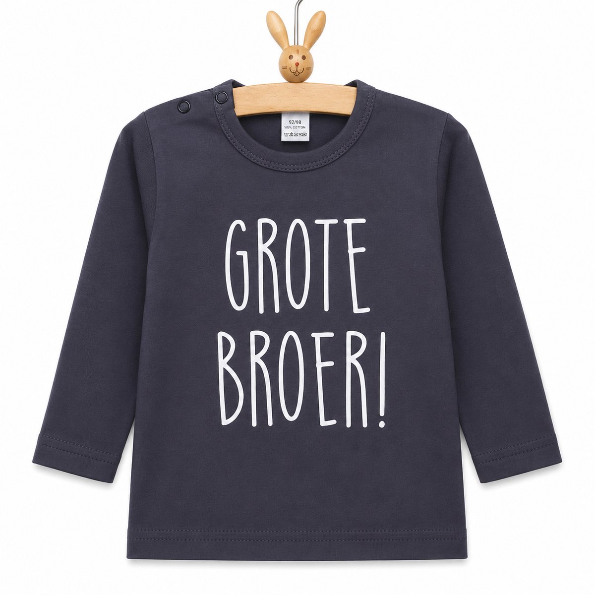 baby shirt met tekst jongen grote broer cadeau aanstaande zwangerschap aankondigen ik word bekendmaken opa en oma oom tante big brother little grijs lange mouw maat 98