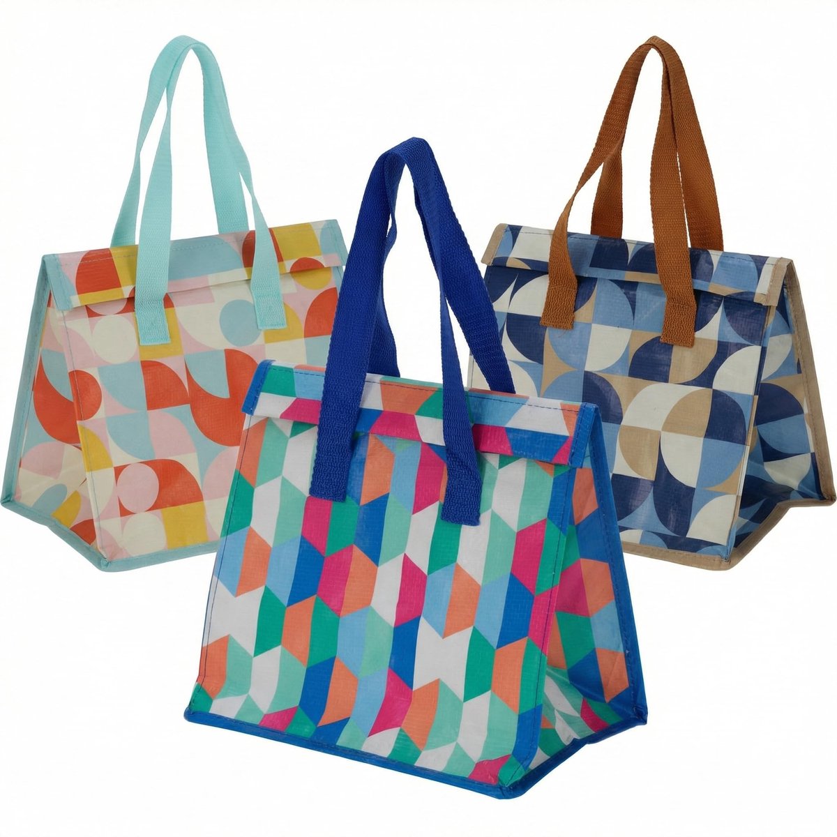 Dailygoods- Lunchtas set van 3 - 25 x 17 x 23 cm - PP-weefsel 110 g/m² - handgrepen - hechtsluiting - 50% gerecycled materiaal - Koeltas