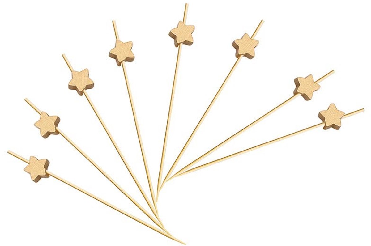 Dailygoods- Cocktailprikkers 100 Stuks - Herbruikbaar - Tapas Prikkers - Partyprikkers - Cocktail Roerstaafjes - 12 cm Lengte - Elegante Bamboo Sticks - Voedselprikkers