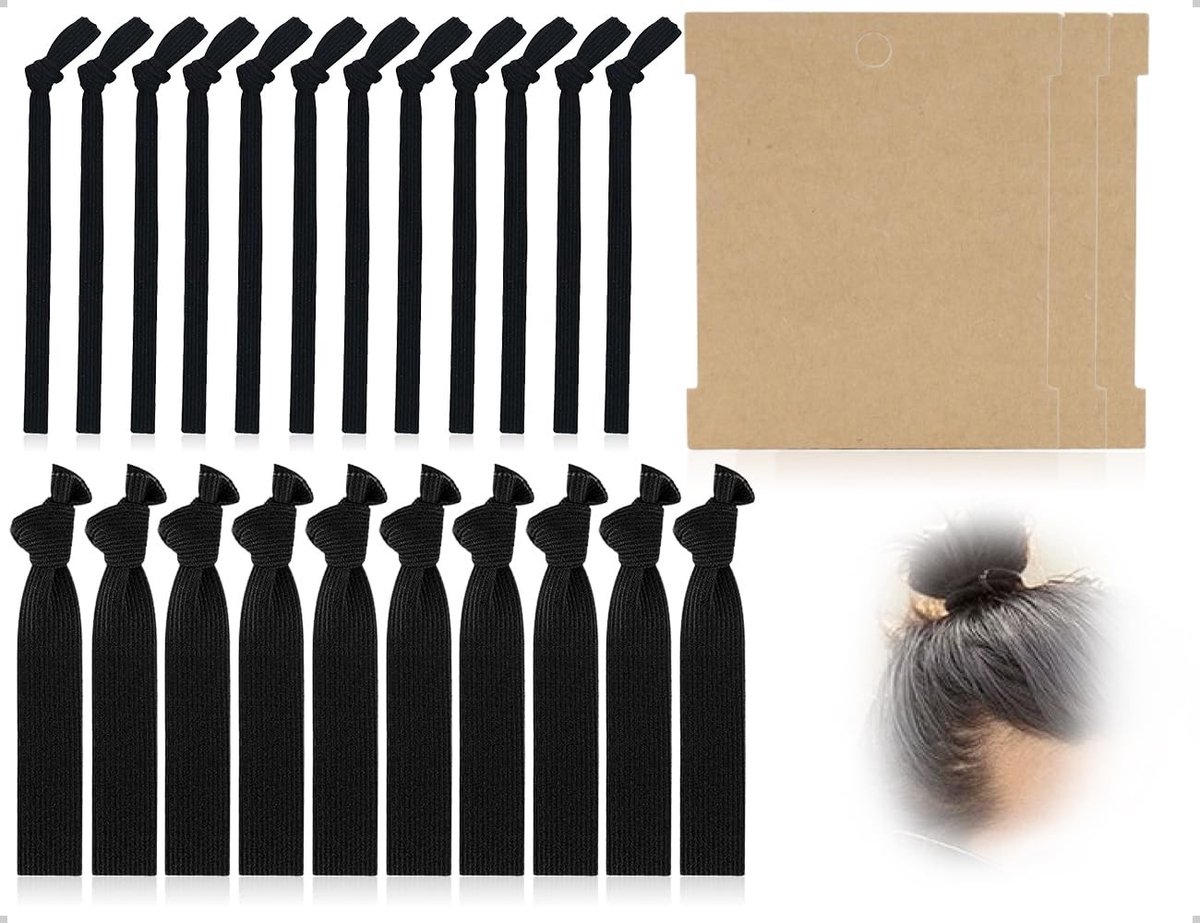 Cosensi- Haarelastiekjes 22 Stuks - Platte Haarelastiekjes - Paardenstaartelastiekjes - Zwart 6 mm/12 mm - Hoofdbandenset - Comfortabel en Elastisch - Hoofdbanden