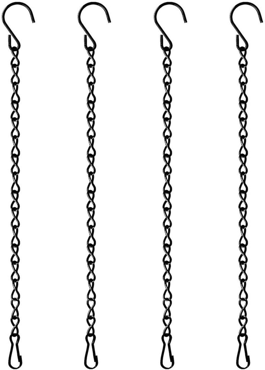 Dailygoods- Kettingen 50 cm - 4 Stuks - Robuuste Metalen Kettingen - Zwart - Tuinaccessoires - Geschikt voor Bloempotten - Ophangkettingen