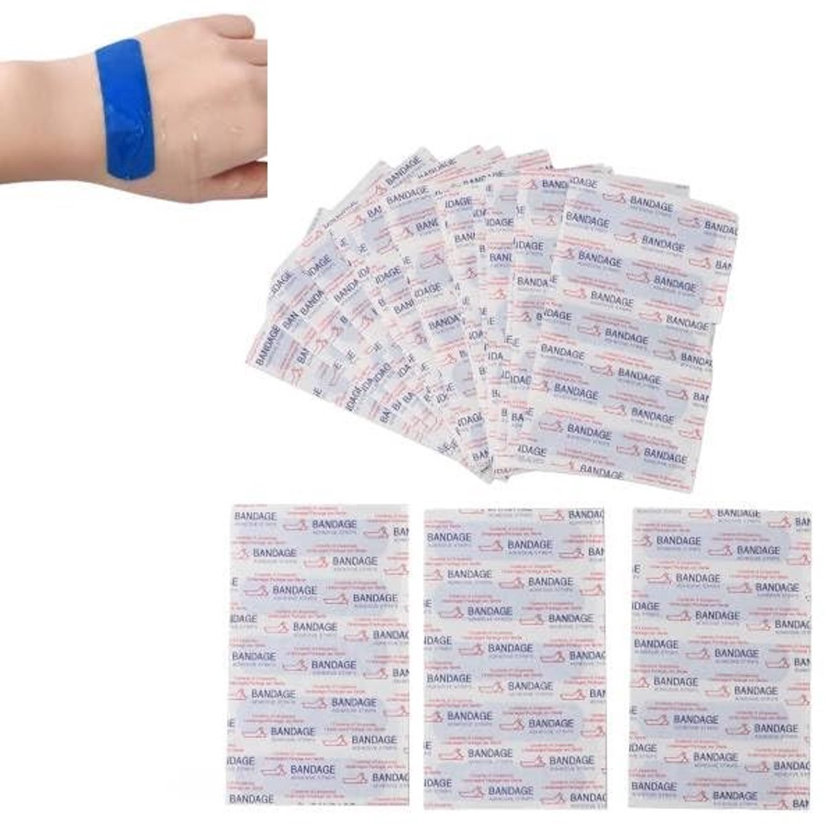 Dailygoods- Restauratiepleisters 100 stuks - Detecteerbare stoffen bandages - Waterdicht - Hoge zichtbaarheid - Voor voedingsindustrie - Zelfklevend - Verband