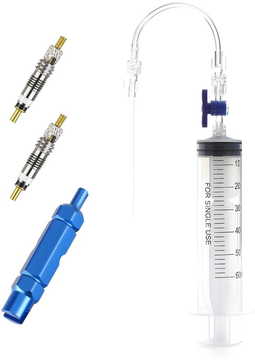 Dailygoods - Tubeless Spuit - Bandenreparatie - 60 ml - Injectie Spuit - Fietsaccessoires - Geschikt voor Presta-ventiel - Transparant