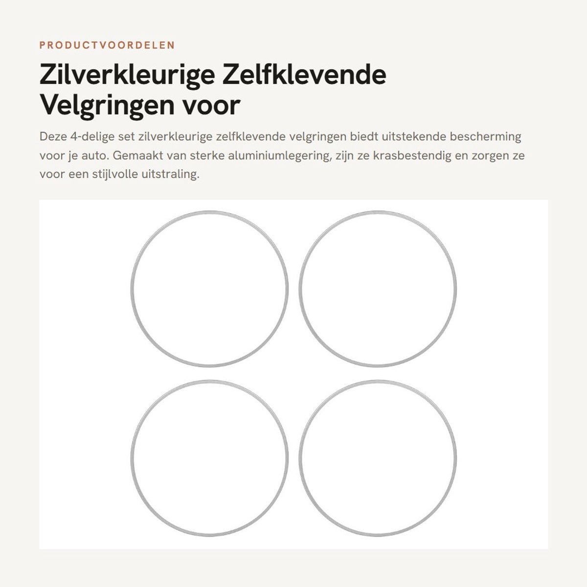 Dailygoods- Autodecoratie 4-delig - Zilverkleurig - Zelfklevend - Krasbestendig - Velgringen - 18 inch R18 Velgen - Bescherming voor Velgen - Velgenring