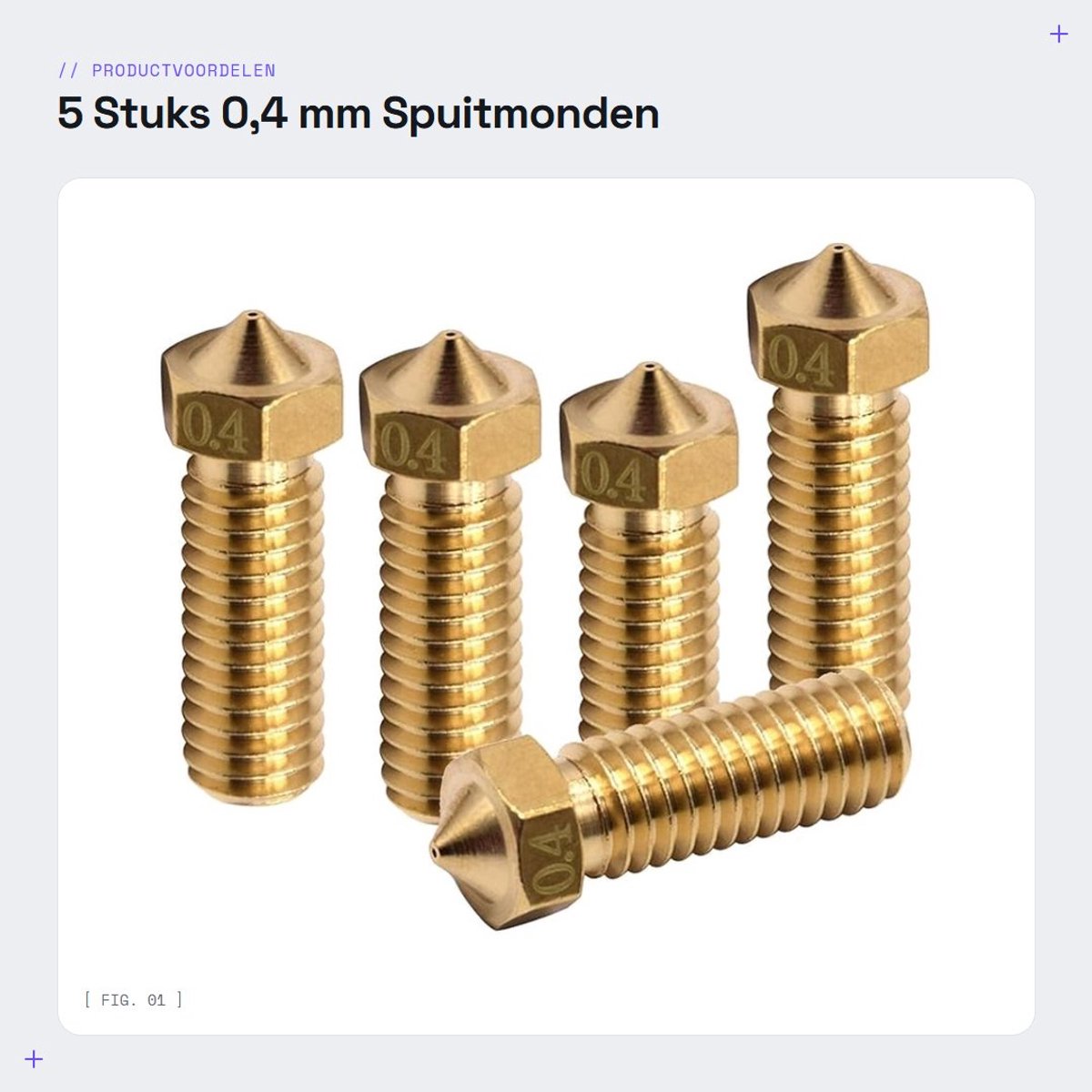 Dailygoods- Spuitmonden 0,4 mm - 5 Stuks - Messing Sproeiers - Hoogwaardige Warmtegeleiding - Geschikt voor 3D-printer - Gladde Binnenkant - 3D-printer Nozzles