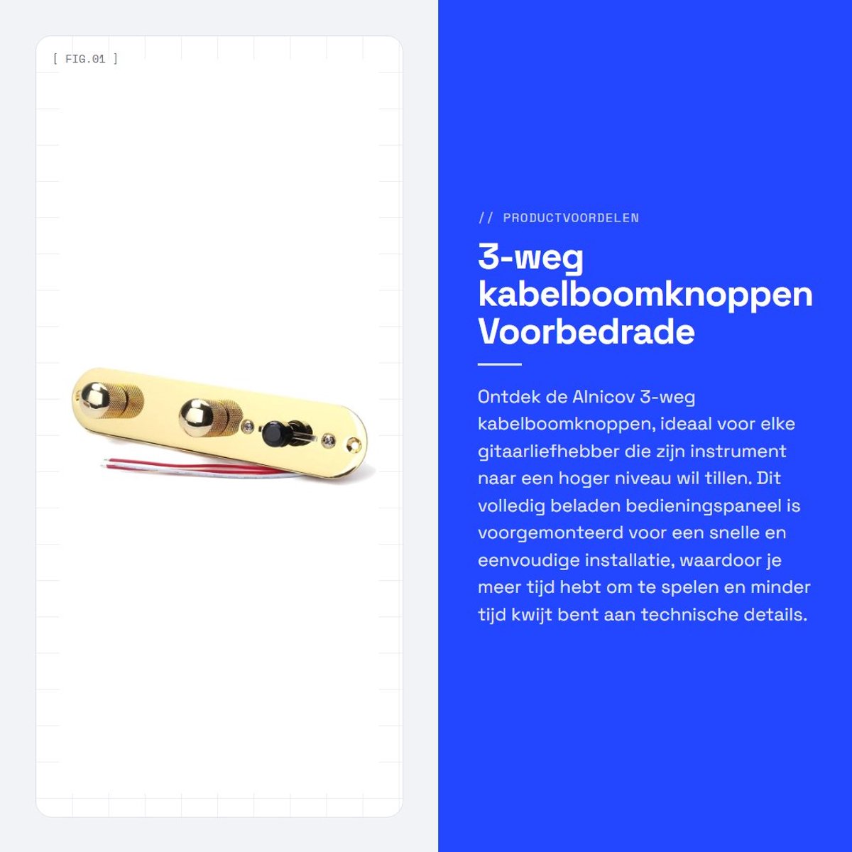 Dailygoods- Kabelboom 3-weg - Voorbedrade Besturingsplaten - Upgrade voor Telecaster - Eenvoudige Installatie - Glanzende Look - Schone Geluidskwaliteit - Besturingspaneel