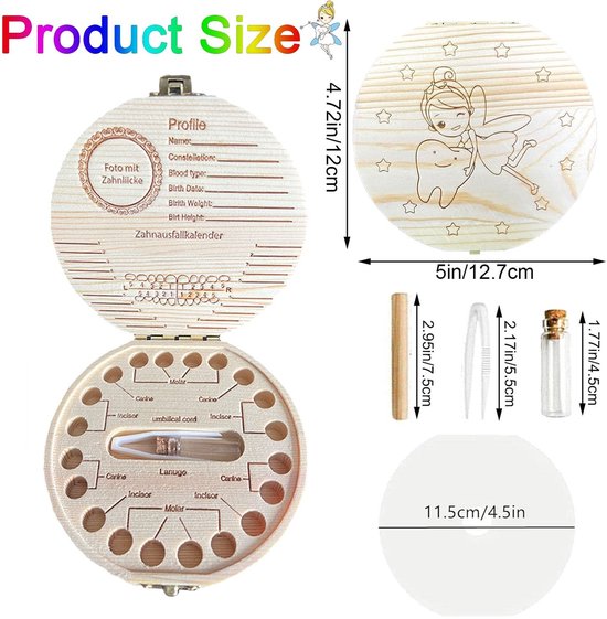 Dailygoods- Melktandendoos - Houten Opbergdoos - Persoonlijk Souvenir - Kindertanden Bewaren - Mooi Afgewerkt - Lange Levensduur - Tandenbox van Dailygoods — afbeelding 4
