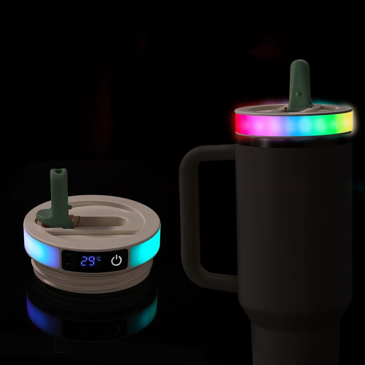Dailygoods - LED Flip Straw Tumbler Deksel met Temperatuursensordisplay