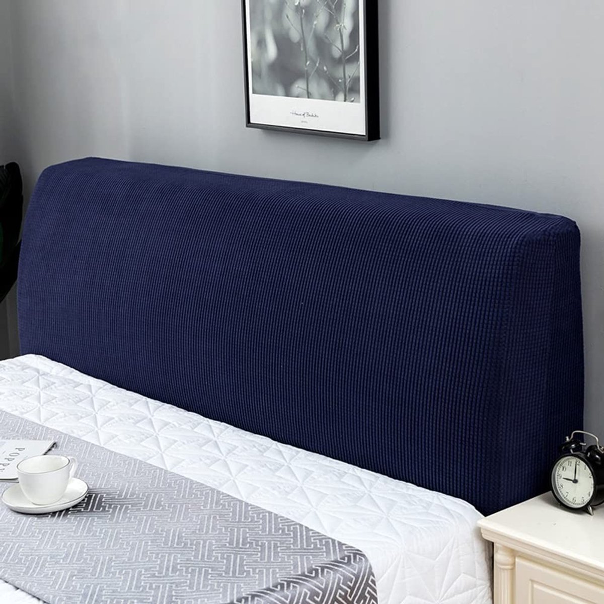 Dailygoods - Hoofdbordbekleding - Stretch Hoofdbordhoes - Rekbare Beschermhoes - Koningsblauw - Ondersteunt Bescherming - Geschikt voor Hoofdeinde 150...