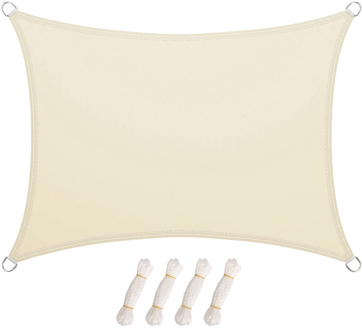 Dailygoods- Zonnezeil 3 x 4 m - Waterafstotend - UV-bescherming - Scheurvast - Bevestigingskoorden - Voor tuin/balkon - Schaduwzeil