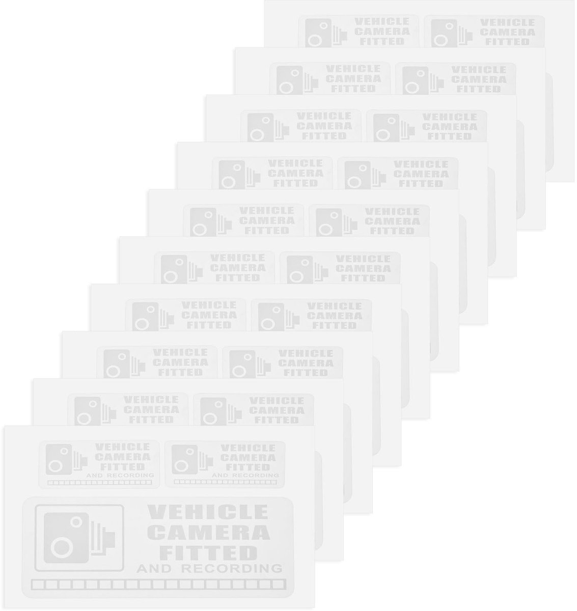 Dailygoods- Waarschuwingsstickers 10 Stuks - Autoruit Sticker - Veiligheid Teken - CCTV Video Camera Opname - Vinylmateriaal - 135x55mm/65x30mm - Veiligheidsstickers