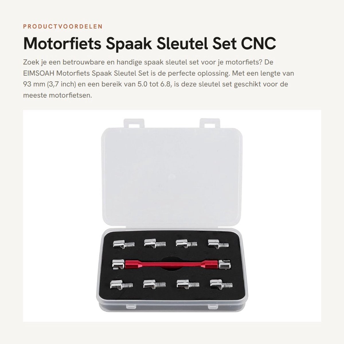 Dailygoods- Spakenmoer Set 5.0-6.8 - Inclusief Opbergdoos - Geschikt voor Motorfietsen - Duurzaam Aluminium/IJzer - 10 Verwisselbare Tips - Handig in Gebruik - Spakenwrench