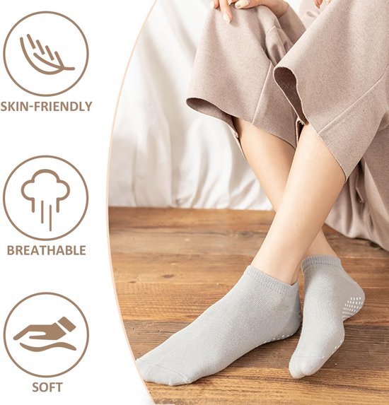 Dailygoods- Gripsokken Antislip - 4 Paar Sportsokken - Ademend - Lichtgewicht - Geschikt voor Yoga/Ballet - Zacht en Schokabsorberend van Dailygoods — afbeelding 5