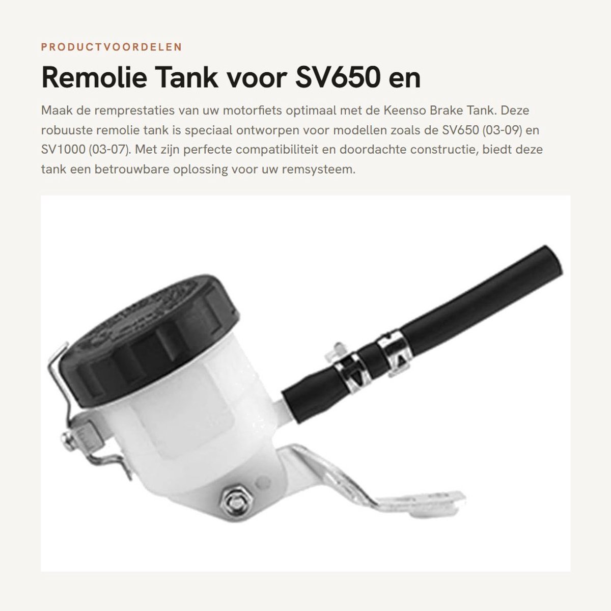 Dailygoods- Remtank Robuust Kunststof - Houder - Vervangende Onderdeel - Geschikt voor SV650/SV1000 - Eenvoudige Installatie - Verstelbaar Ontwerp - Remreservoir