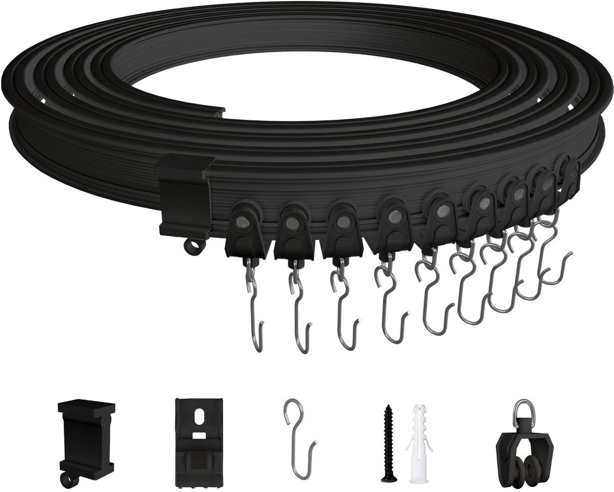 Dailygoods- Gordijnrail 5 Meter - Flexibele Gordijnrail - Plafondgordijnrails - Stille Rollen - Accessoires - Hoogwaardig ABS - Gordijnsysteem