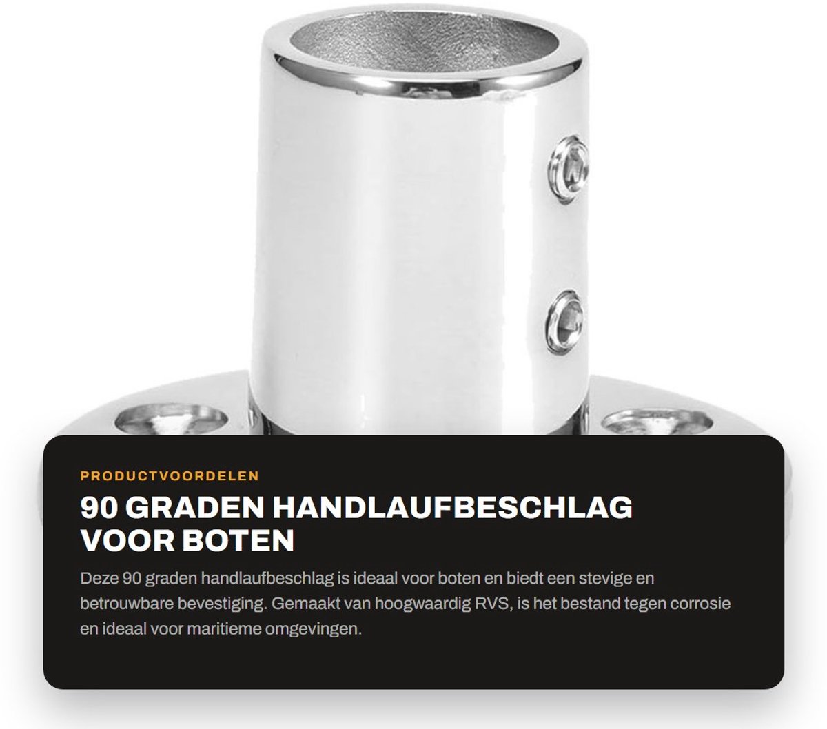 Dailygoods- Handlaufbeschlag 90-Grad - Roestvrij Staal - Marineboot Hardware - 25mm - Schokbestendig - Duurzaam