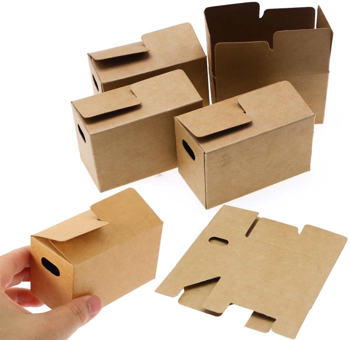 Dailygoods- Verhuisdozen Mini 6 Stuks - Kartonnen Dozen - 8 x 4,3 x 5 cm - Kraftpapier - Decoratie Poppenhuis - Herbruikbaar Materiaal - Miniatuurdozen