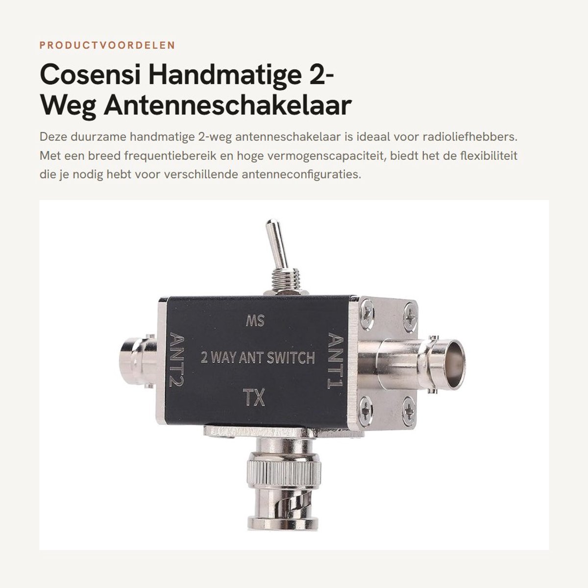 Dailygoods- Antenneschakelaar 2-weg - Aluminiumlegering - Frequentiebereik 0-50MHz - Vermogen 100W - Handmatige Conversieschakelaar - Veiligheidsfuncties - Antenneswitch