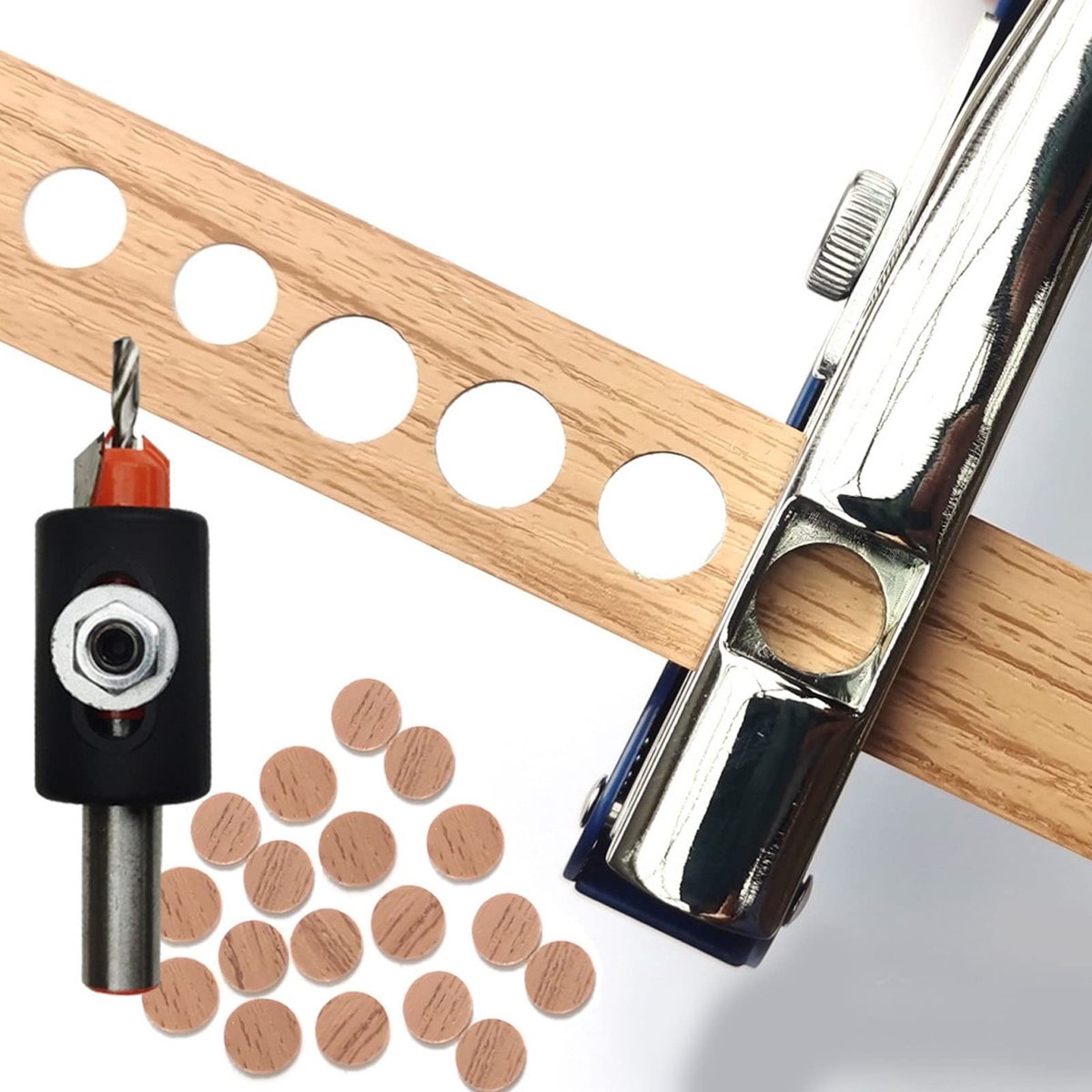 Dailygoods- Perforator 8mm - Enkele Perforator - Zinklegering - Hoge Precisie - Eenvoudig Boren - Geschikt voor Houtbewerking - Gatboor