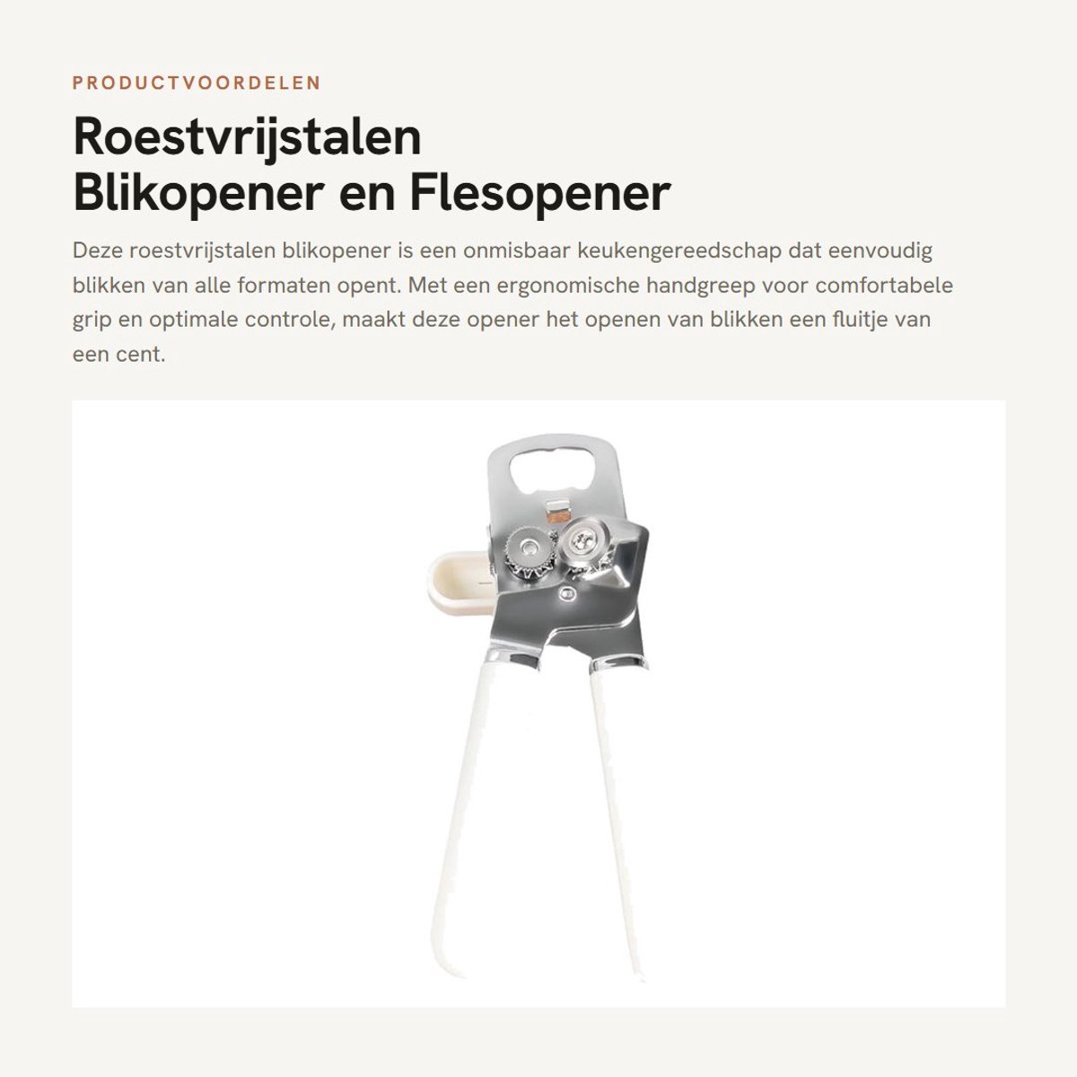 Dailygoods - Roestvrijstalen Blikopener en Flesopener voor de Keuken