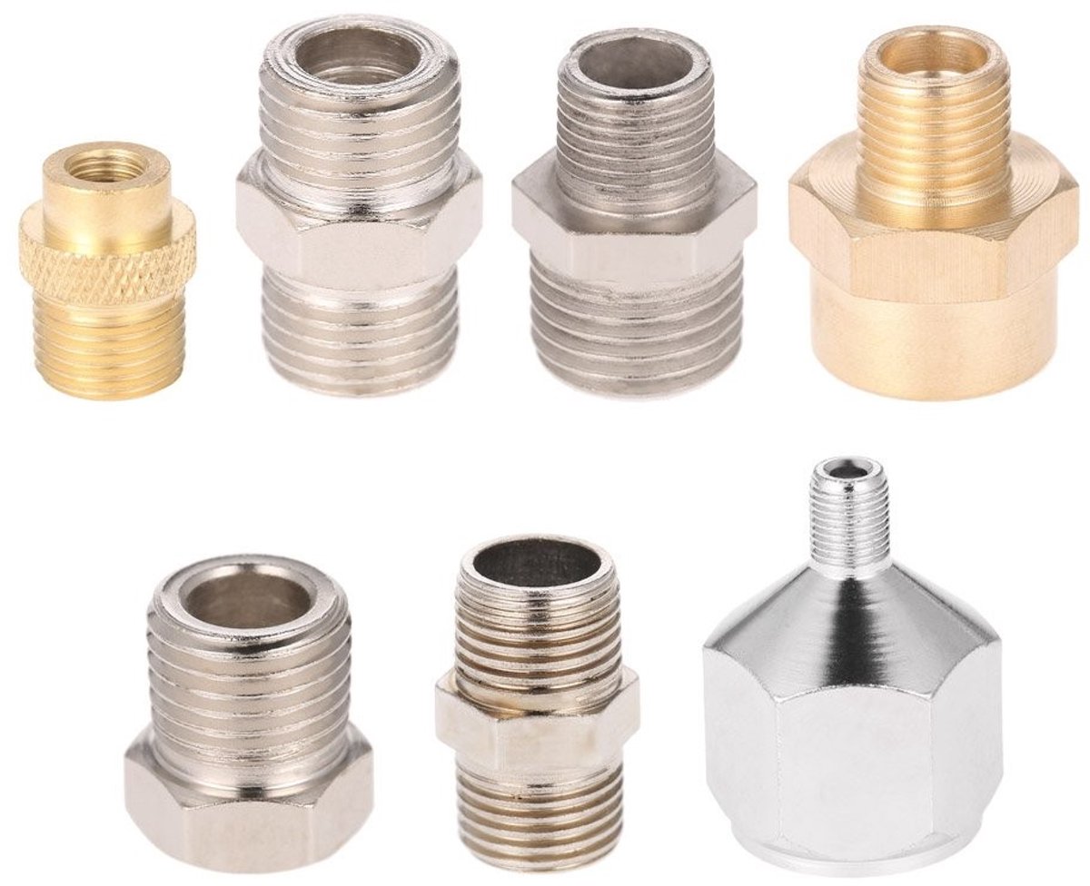 Dailygoods - Airbrush Adapter Set - Universele Connectoren - 7-delige set - Voor Airbrush en Luchtpomp - Creatief en Professioneel - Geschikt voor Kun...