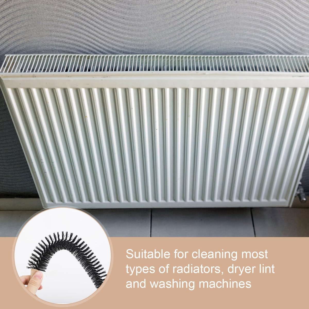 Radiatorreinigingsborstel - Stofborstel Lange Steel - Radiator Reinigen - Flexibele Houten