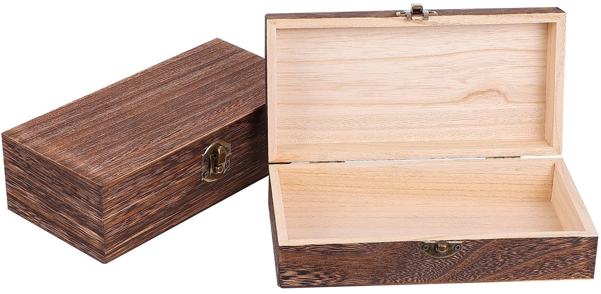 Dailygoods- Sieradenbox - Houten Opbergdoos met Deksel - 20 x 10 x 6 cm - Duurzaam Paulownia Hout - Lichtgewicht en Robuust - Ideaal voor Accessoires
