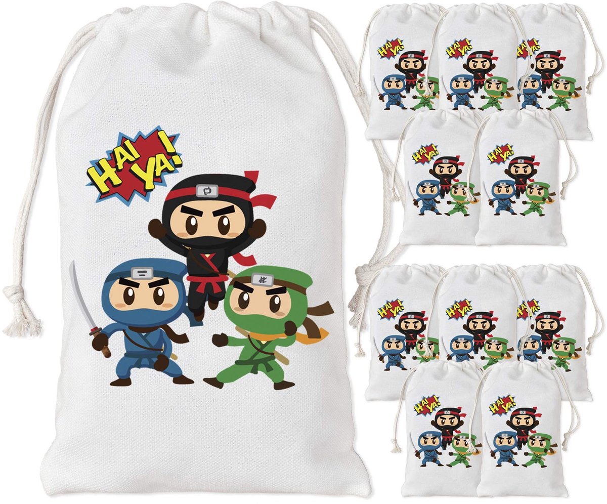 Dailygoods - Ninja Party Favors Bags - Verjaardagsfeest - 12 Stuks - Snoepgoed Tassen - Ninja Warrior - Perfect voor Kinderfeestjes - 5x8 Inch
