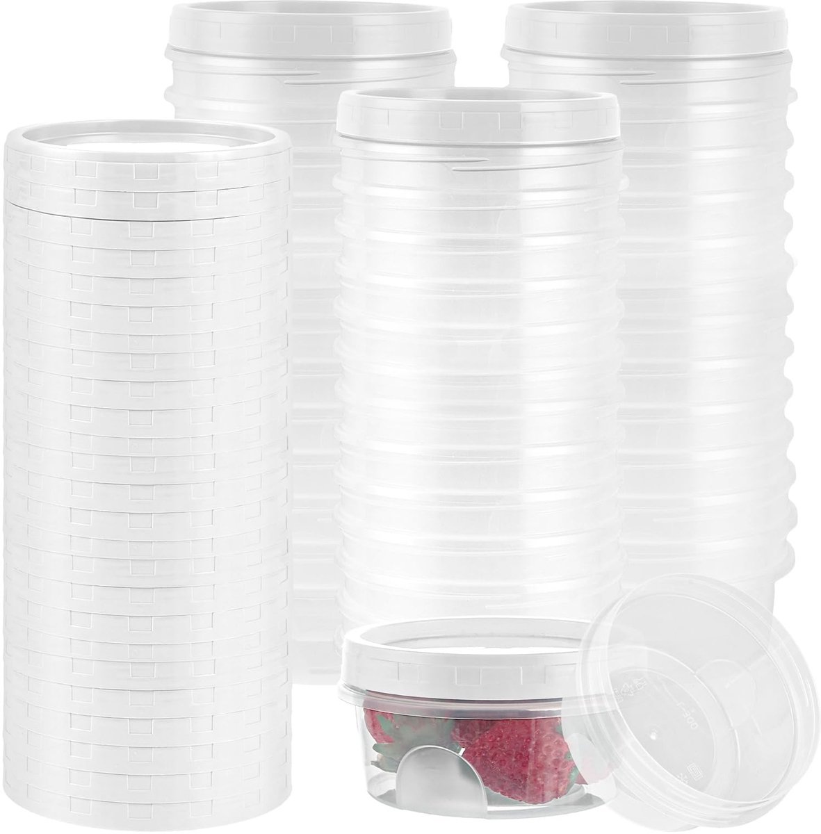 Dailygoods- Vershouddozen 40 stuks - Ronde Voedselcontainers - Lekvrij - Herbruikbare Kunststof - Voor Magnetron/Vriesvak - Ideaal voor Lunch/Snacks