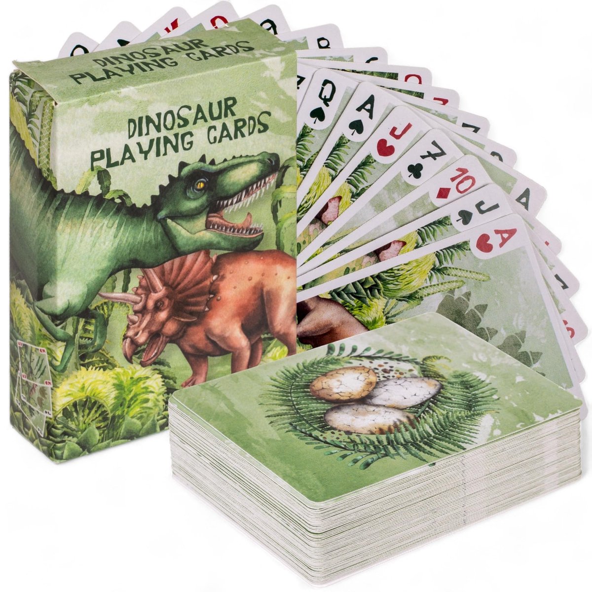 Dailygoods- Speelkaarten Dinosaurus - 54 kaarten - 5,7 x 8,7 cm - Familieavonden - Avontuurlijke sfeer - Uniek kunstzinnig ontwerp - Kaartspel