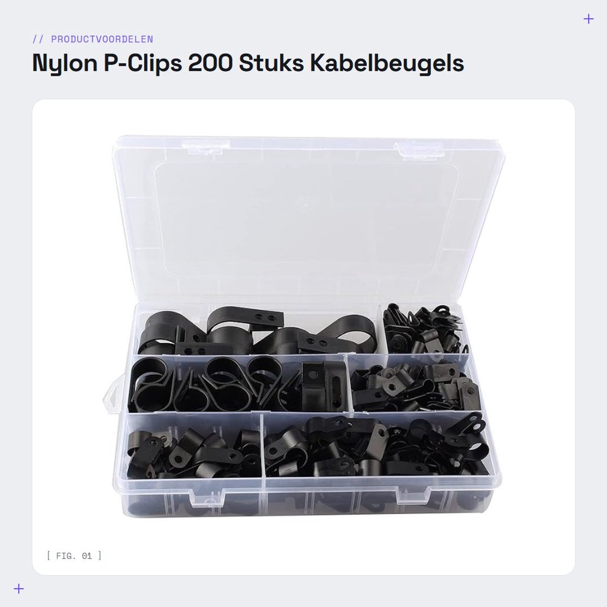 Dailygoods - Nylon P-Clips - 200 Stuks - Kabelbeugels voor Kabels en Draad - Diverse Maten - Sterke bevestiging - Geschikt voor kabelmanagement - Idea...