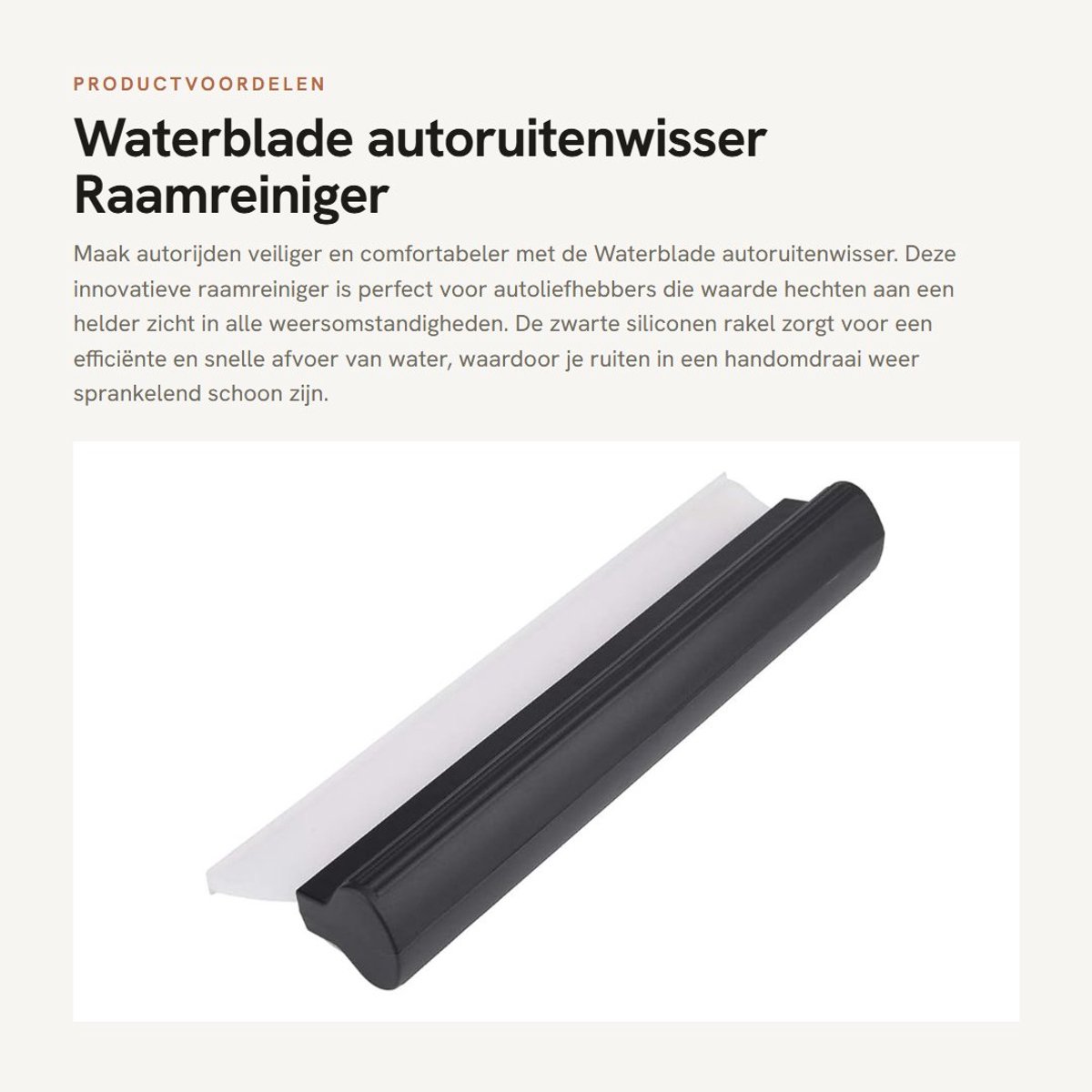 Dailygoods- Waterblade Gemaakt van Zwarte Siliconen - Raamwisser - Raamreiniger - Universele Montage - Afmetingen 26,5 x 7,5 x 3,8 cm - Lichtgewicht 130 gram