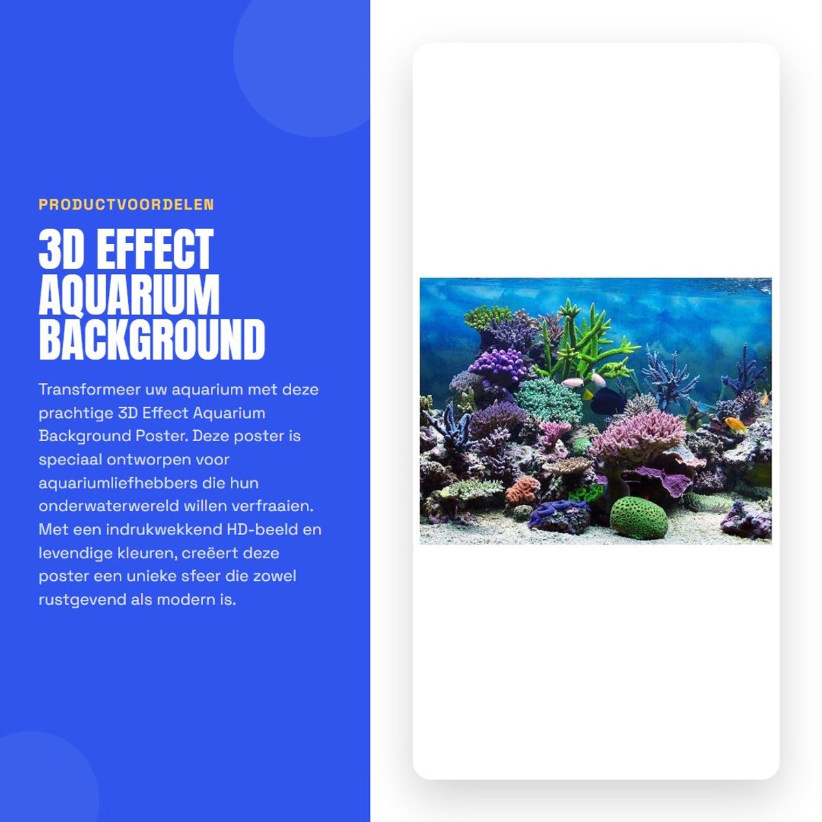 Dailygoods- Aquarium Achtergrond 3D-effect - Achtergrondposter - PVC - Waterdicht - Zelfklevend - Makkelijk schoon te maken (61 x 41 cm) - Aquariumdecoratie