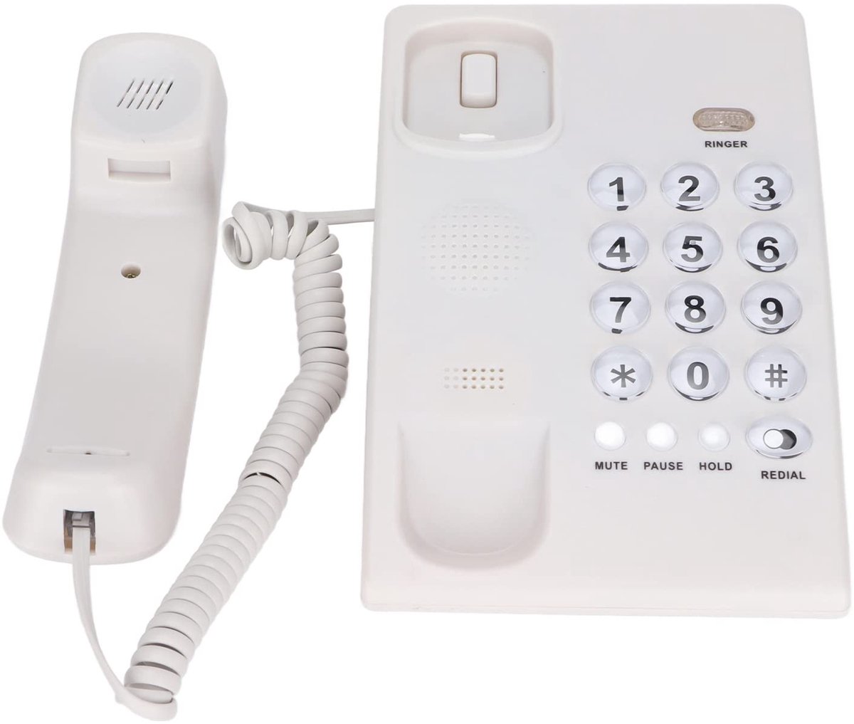 Dailygoods - Desktop-draadloze telefoon - Grote knop - Hoog volume - Wit - Thuis kantoor - Hotel - Gebruiksvriendelijk
