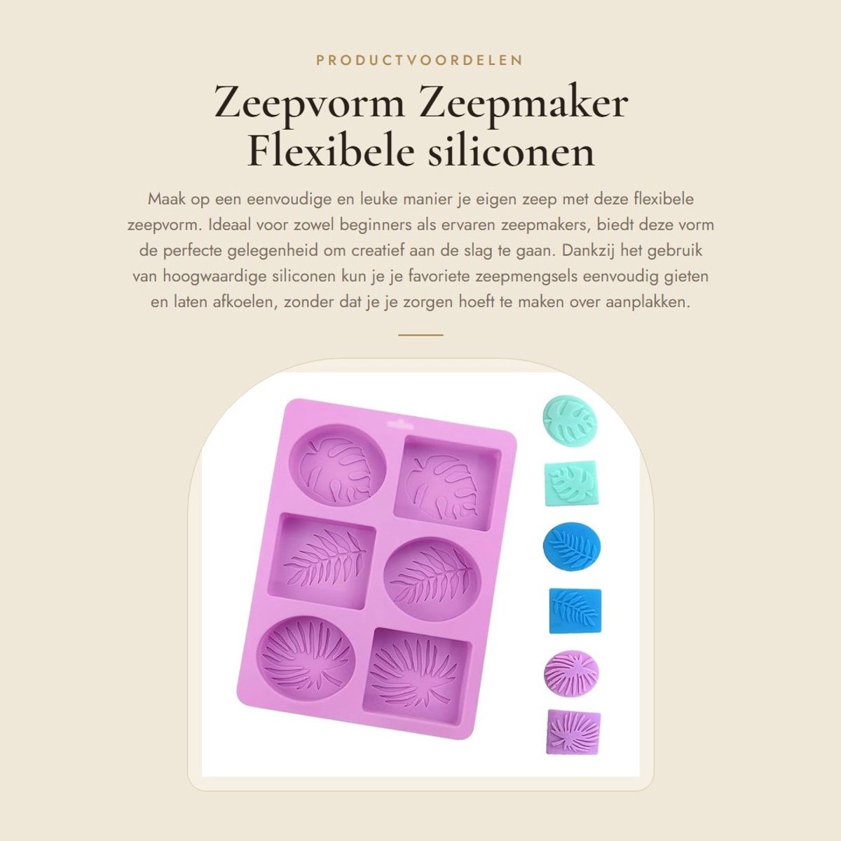 Dailygoods- Zeepvorm - Flexibele Siliconen Bakvorm - 6 Uitsparingen - Temperatuurbestendig - Antiaanbaklaag - Ideaal voor Zelfmaken van Zeep