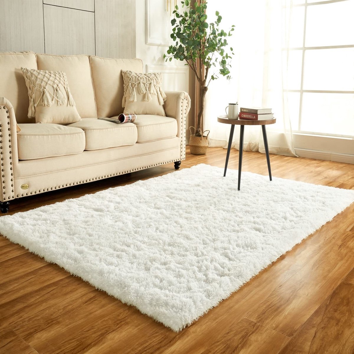 Dailygoods- Teppich Wasbaar 80 x 120 cm - Hoogpolig - Antislip - Plüsch - Crème - Vouwen verdwijnen geleidelijk - Tapijt