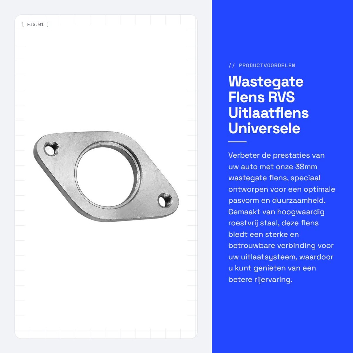Dailygoods- Wastegate Flens 38mm - Roestvrij Staal - Universeel Geschikt voor Auto's - Duurzaam - Hoge Prestaties - Eenvoudige Installatie - Uitlaatflens
